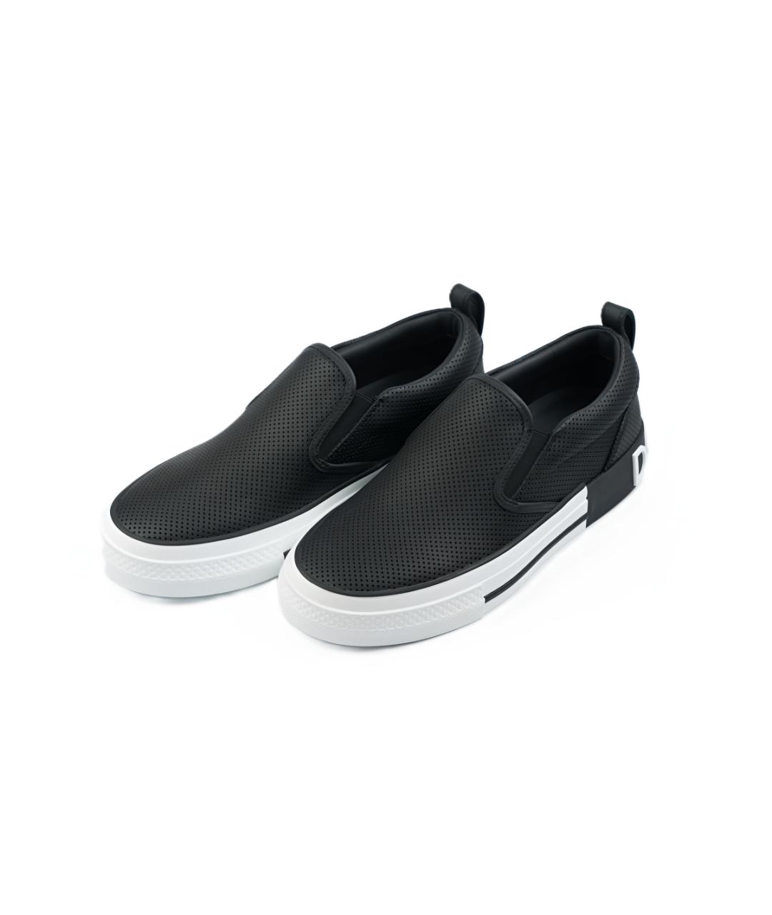 DOLCE&GABBANA Черные кожаные слипоны, фото 2