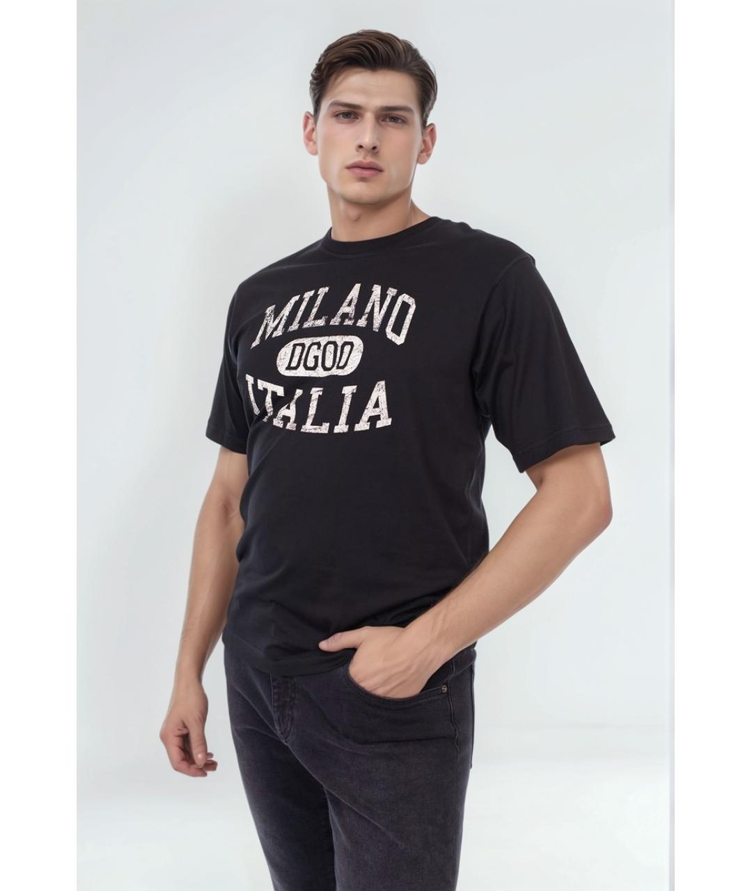 DOLCE&GABBANA Черная хлопковая футболка, фото 4