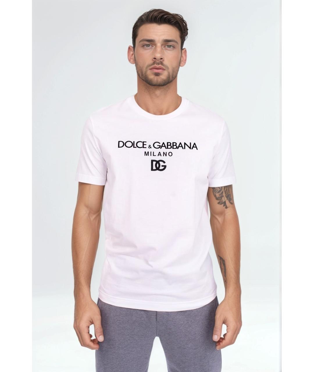 DOLCE&GABBANA Белая хлопковая футболка, фото 2