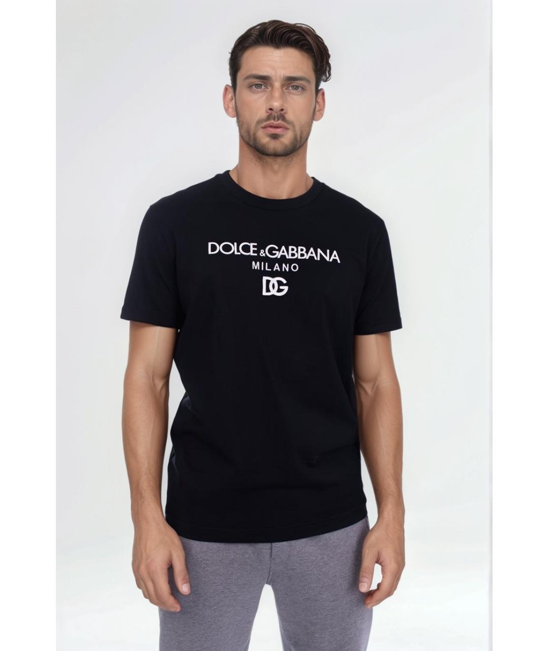 DOLCE&GABBANA Черная хлопковая футболка, фото 2