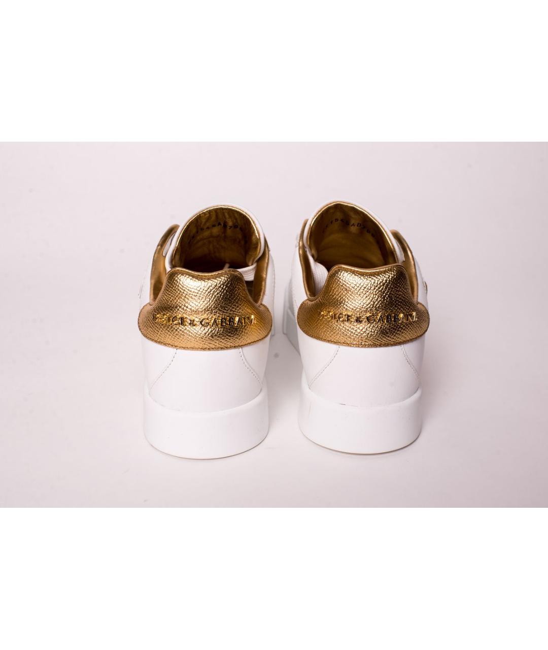 DOLCE&GABBANA Белые кожаные кеды, фото 3