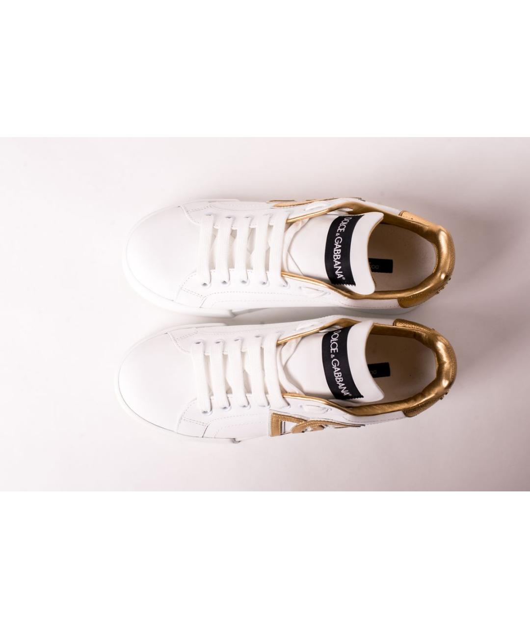 DOLCE&GABBANA Белые кожаные кеды, фото 4