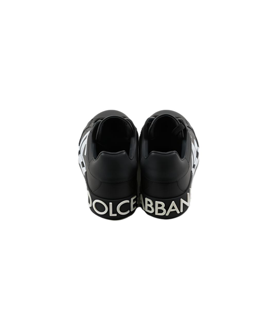 DOLCE&GABBANA Черные кожаные низкие кроссовки / кеды, фото 3