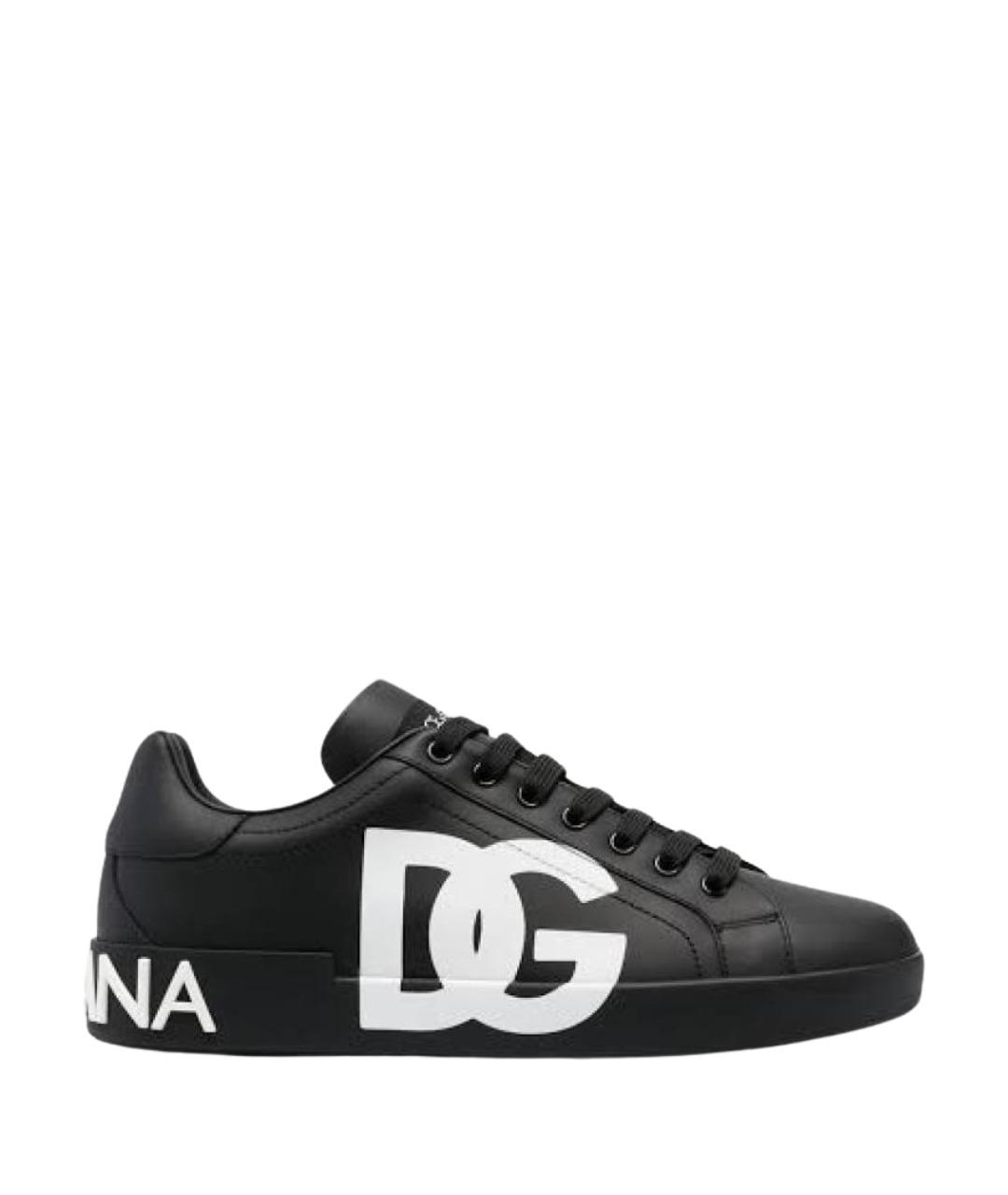 DOLCE&GABBANA Черные кожаные низкие кроссовки / кеды, фото 1