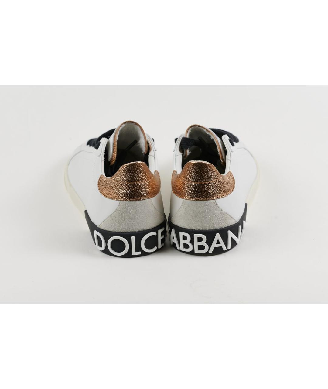DOLCE&GABBANA Белые кожаные кеды, фото 3