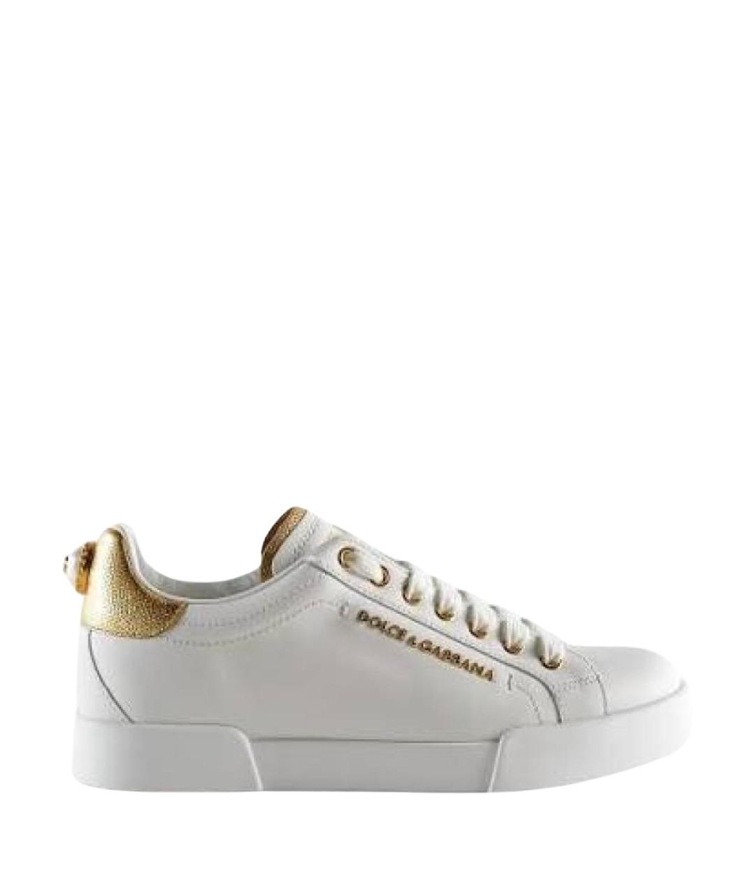 DOLCE&GABBANA Белые кожаные кеды, фото 1