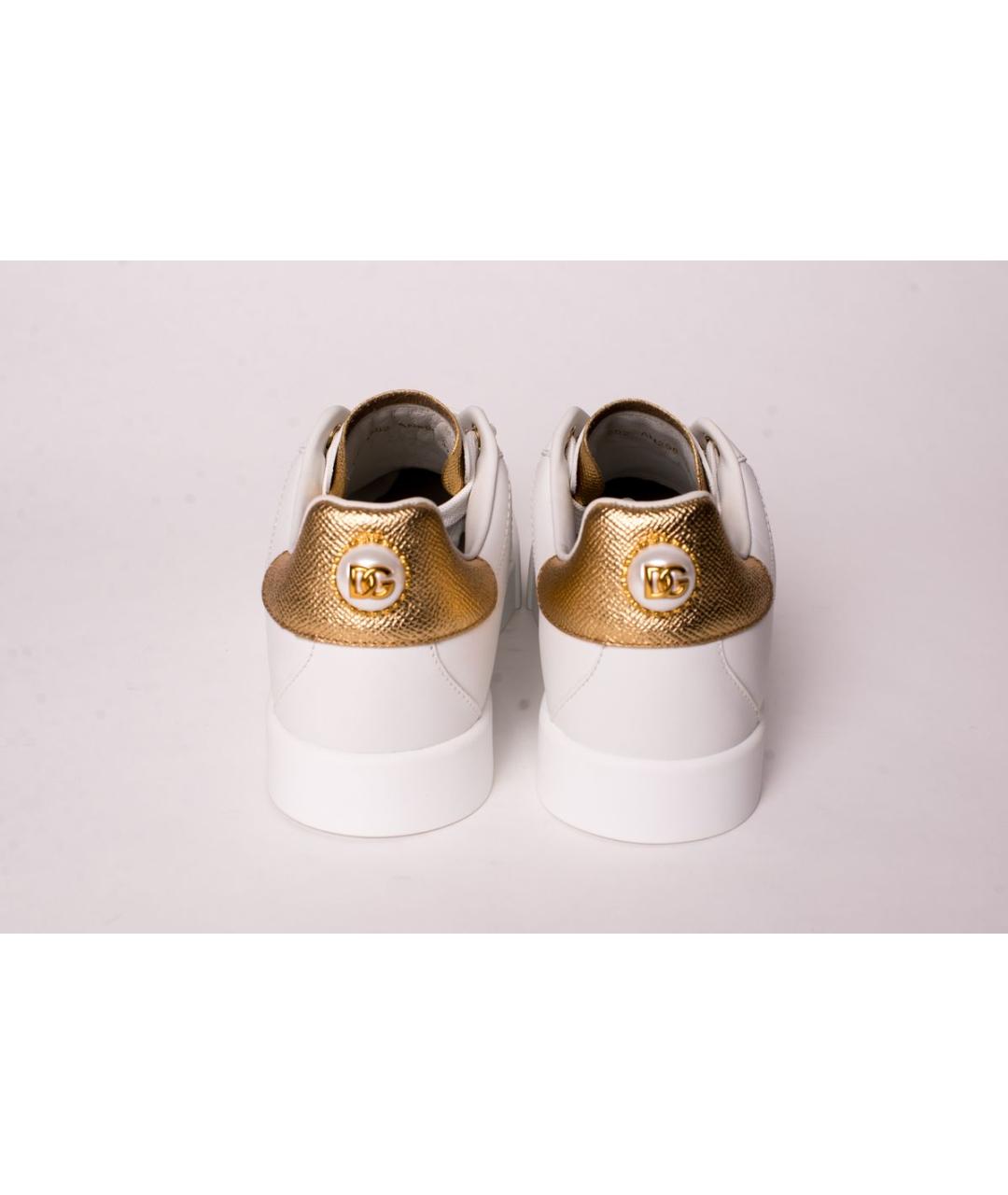 DOLCE&GABBANA Белые кожаные кеды, фото 3