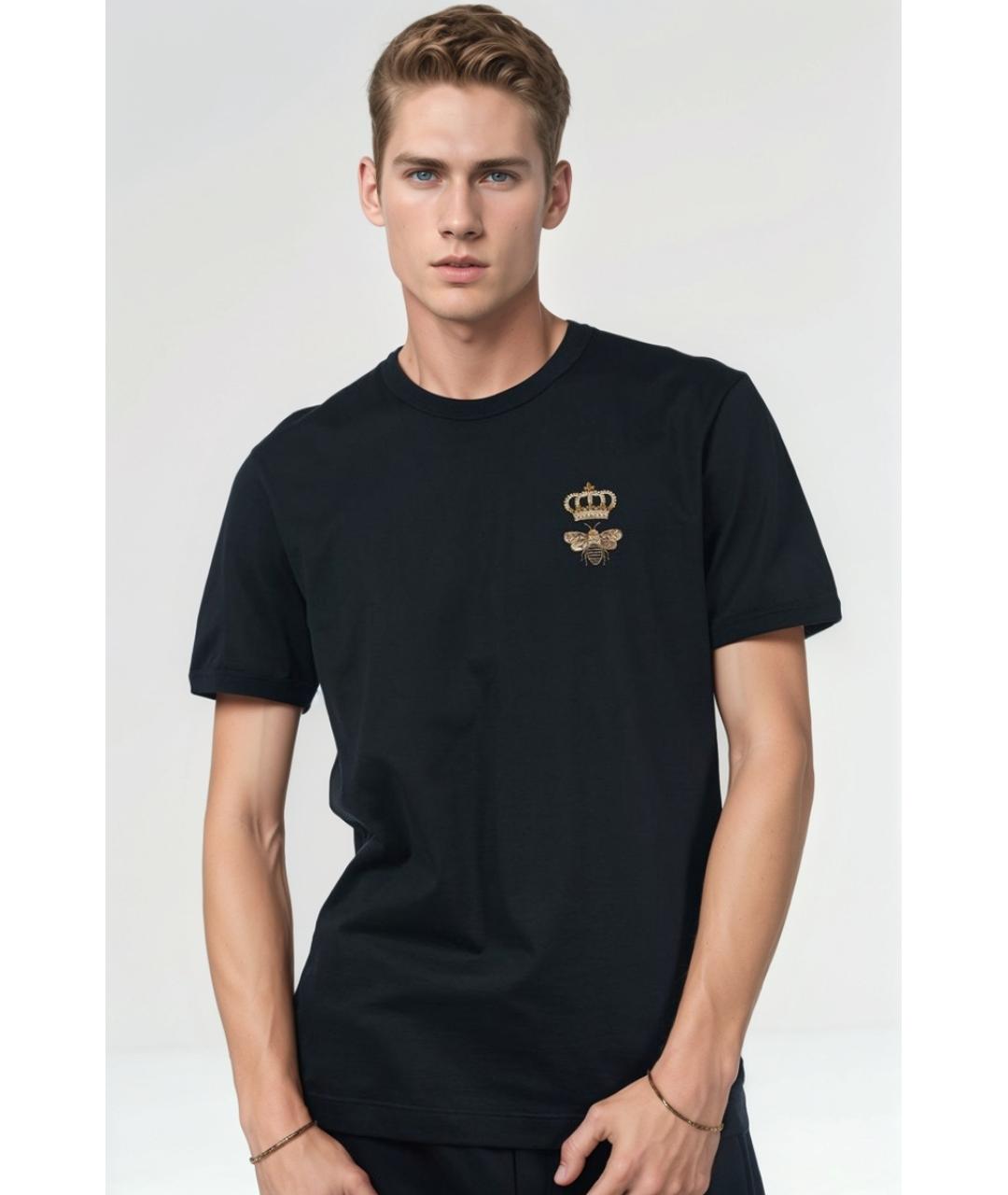 DOLCE&GABBANA Черная хлопковая футболка, фото 2