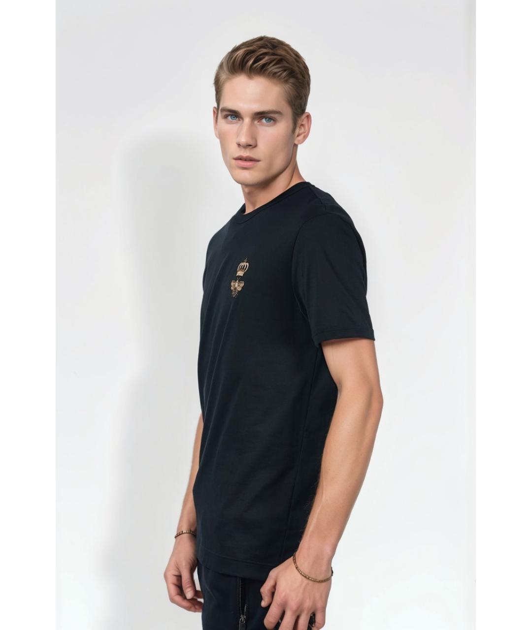 DOLCE&GABBANA Черная хлопковая футболка, фото 4