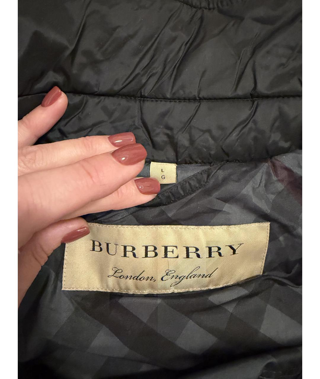BURBERRY Черный нейлоновый пуховик, фото 4