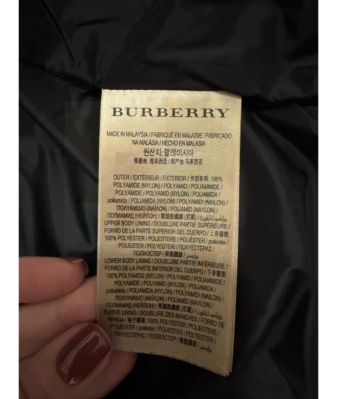 BURBERRY Черный нейлоновый пуховик, фото 5