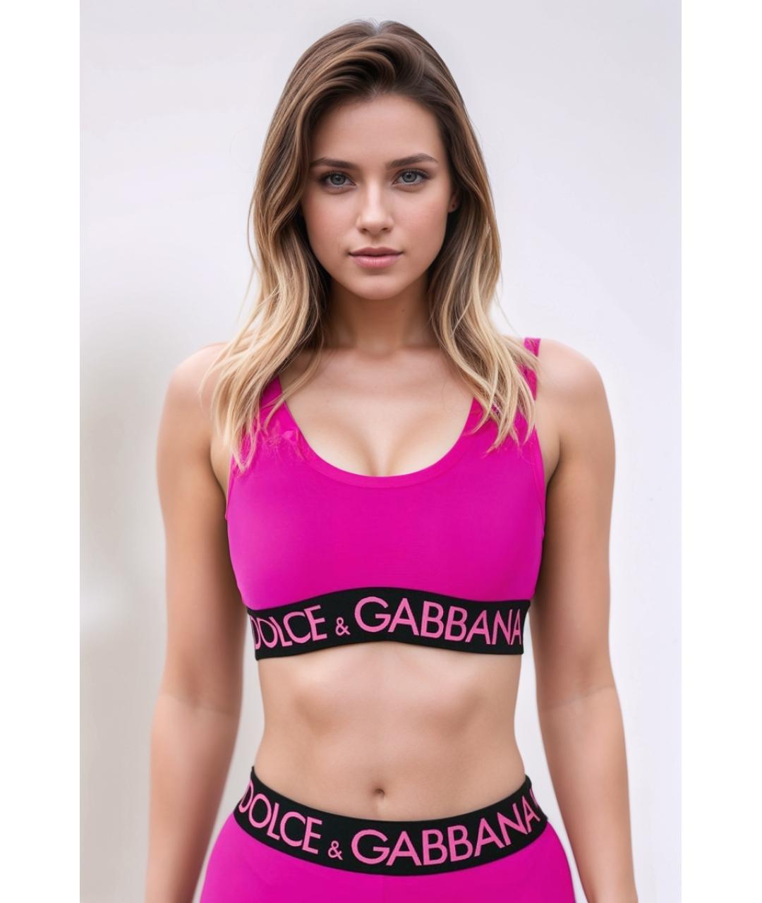 DOLCE&GABBANA Фуксия полиамидовая майка, фото 2