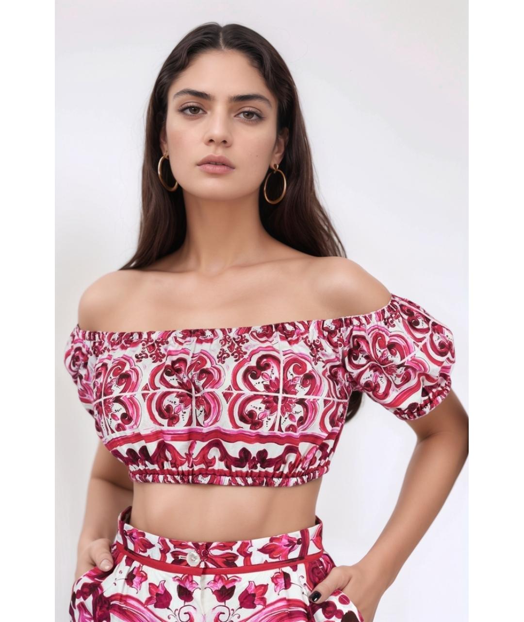 DOLCE&GABBANA Фуксия хлопковая майка, фото 2