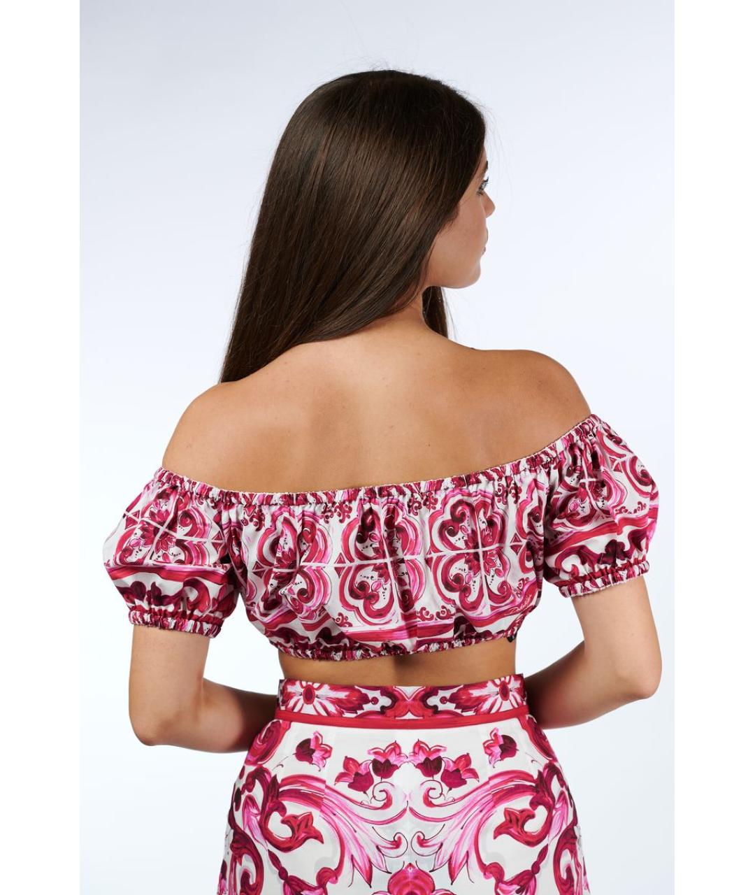 DOLCE&GABBANA Фуксия хлопковая майка, фото 3