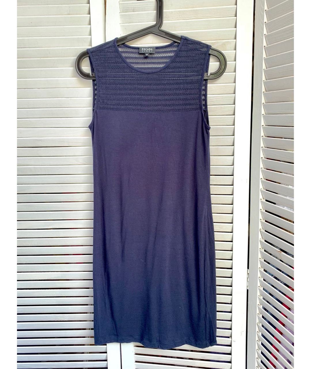 ESCADA Темно-синее вискозное повседневное платье, фото 5