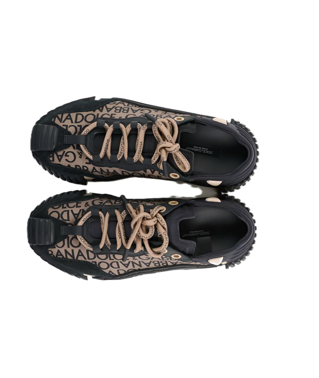 DOLCE&GABBANA Коричневые текстильные низкие кроссовки / кеды, фото 4