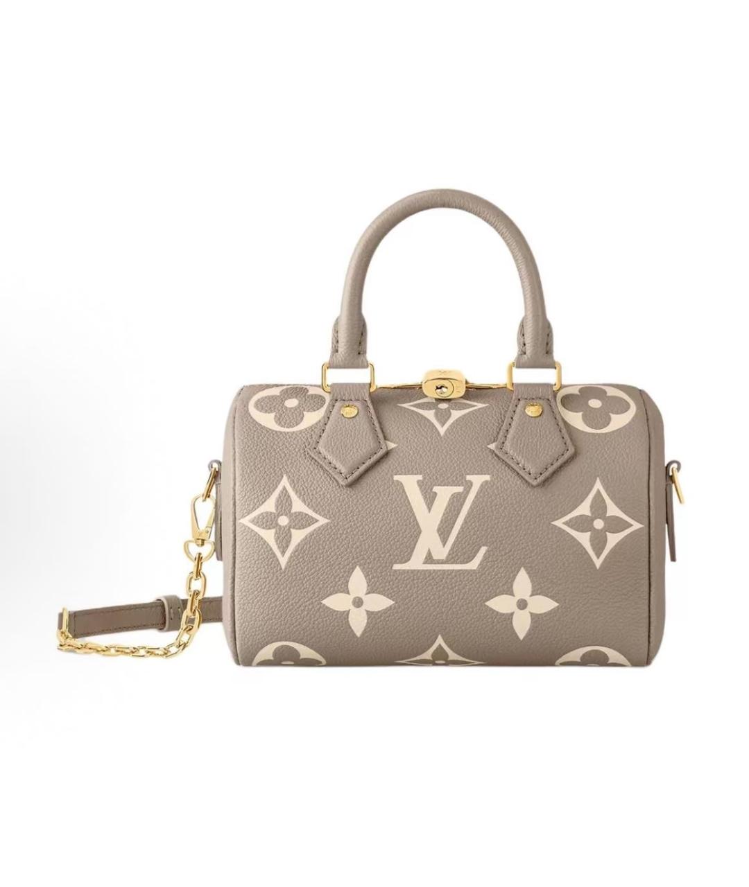 LOUIS VUITTON Бежевая кожаная сумка с короткими ручками, фото 4