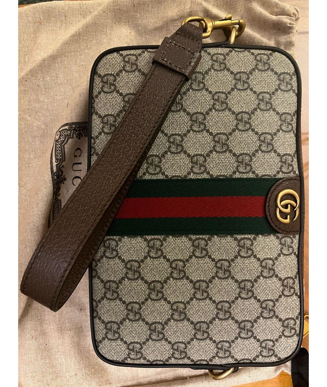 GUCCI Бежевая кожаная сумка с короткими ручками, фото 2