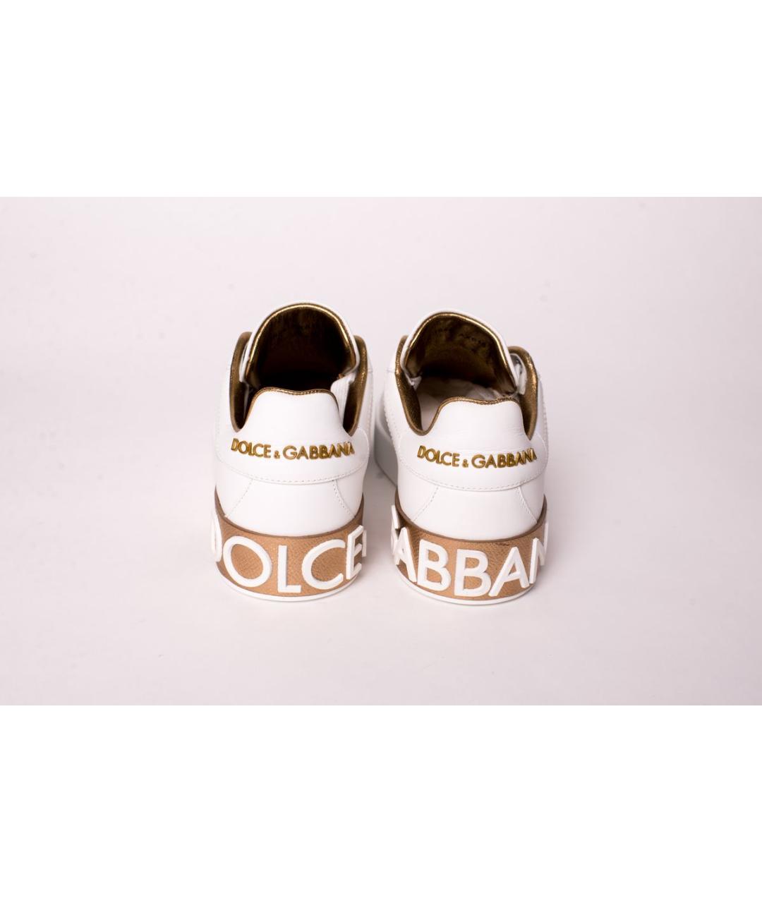 DOLCE&GABBANA Белые кожаные кеды, фото 3