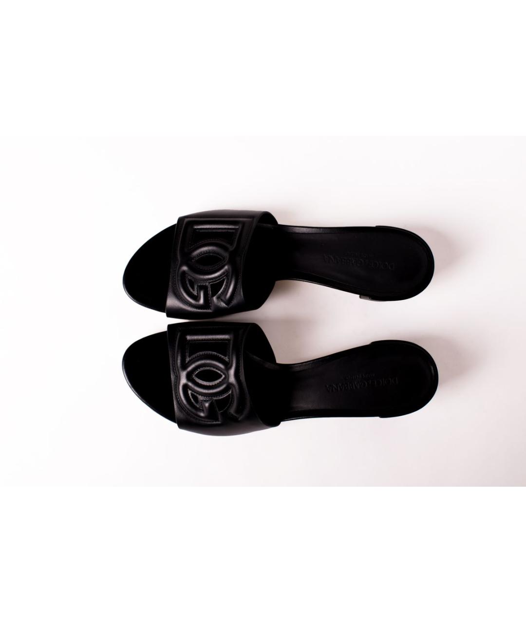 DOLCE&GABBANA Черные кожаные мюли, фото 4
