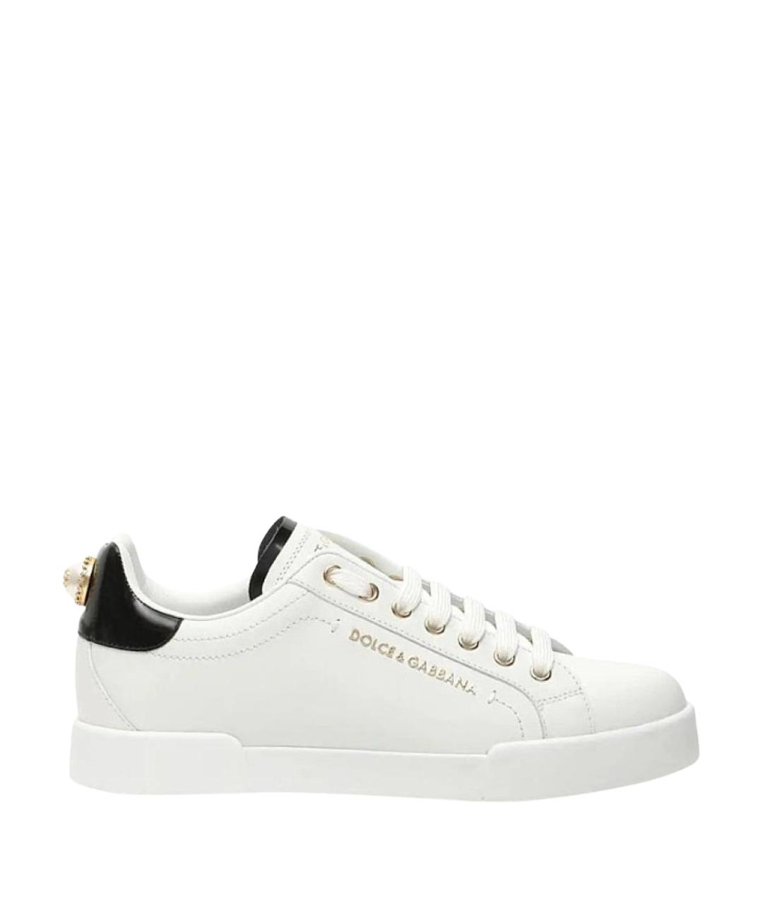 DOLCE&GABBANA Белые кожаные кеды, фото 1