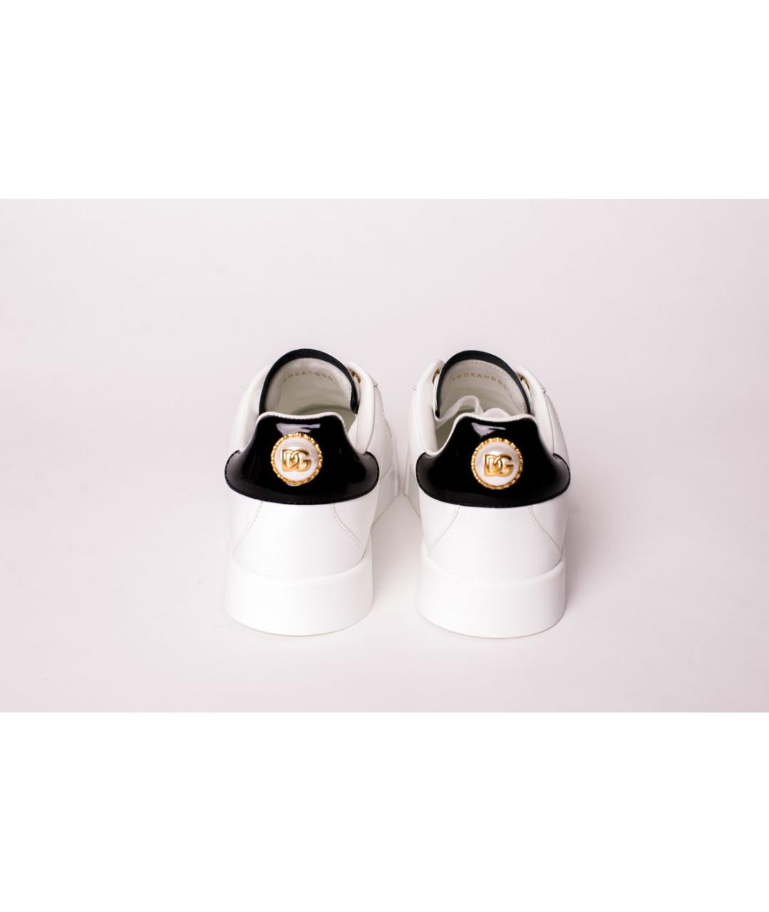 DOLCE&GABBANA Белые кожаные кеды, фото 3