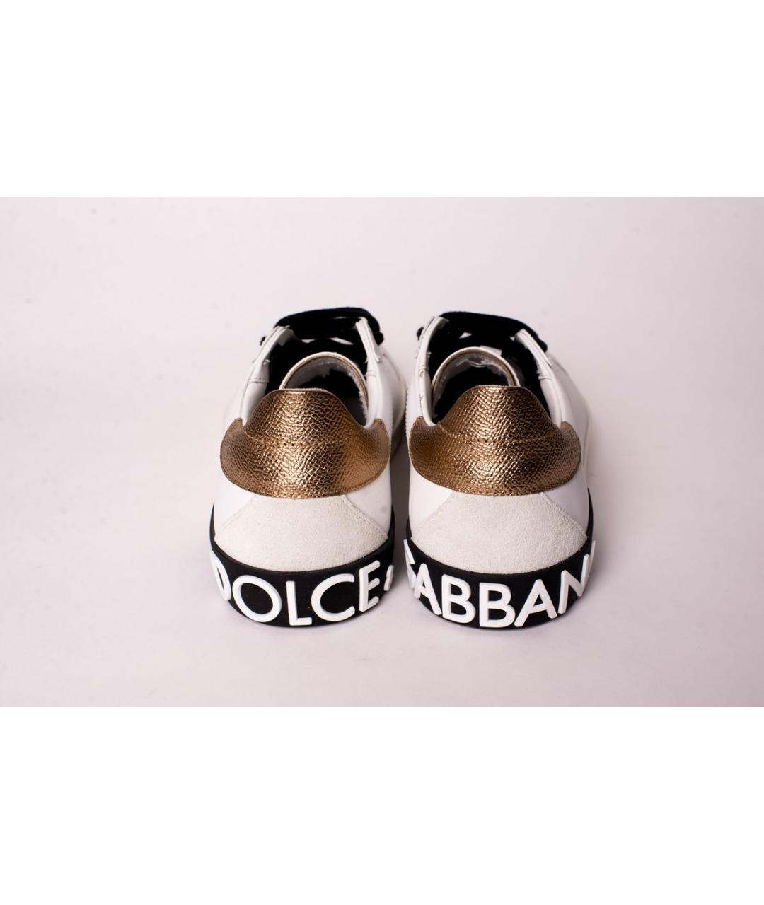 DOLCE&GABBANA Белые кожаные кеды, фото 3