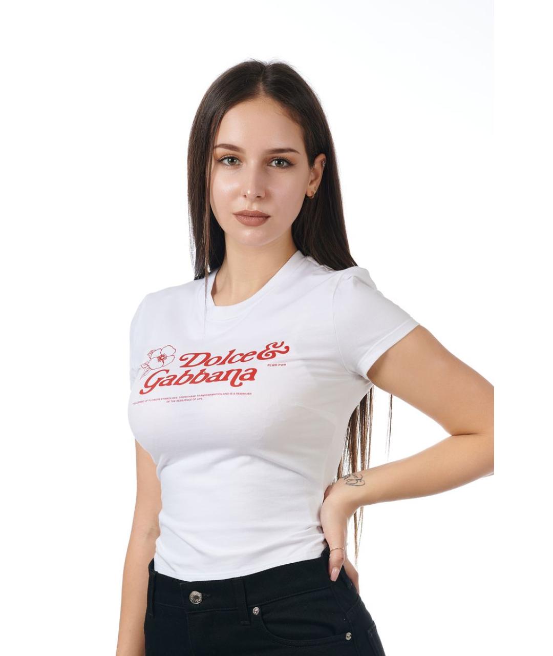 DOLCE&GABBANA Белая хлопковая футболка, фото 4