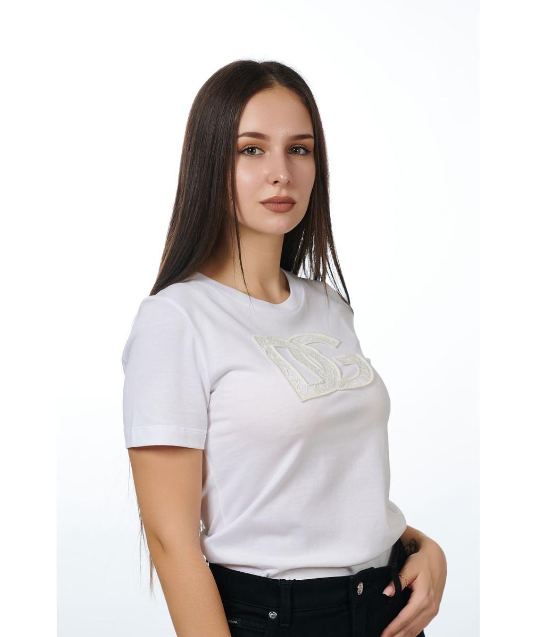 DOLCE&GABBANA Белая хлопковая футболка, фото 4