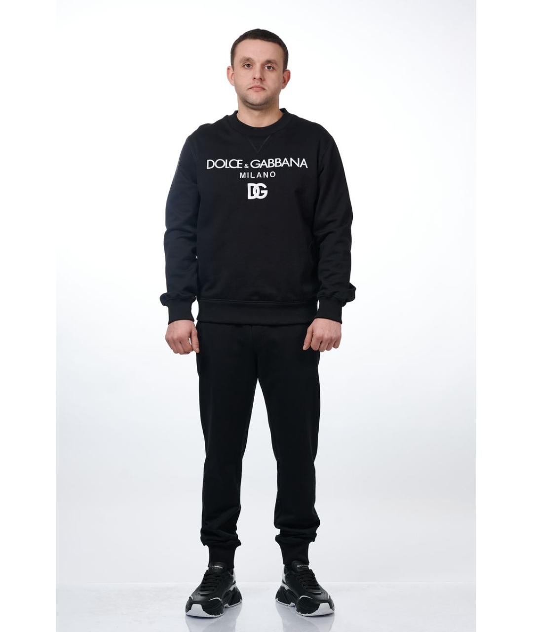 DOLCE&GABBANA Черные хлопковые повседневные брюки, фото 4
