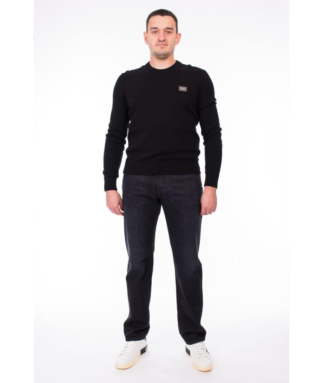 DOLCE&GABBANA Антрацитовые хлопковые прямые джинсы, фото 3