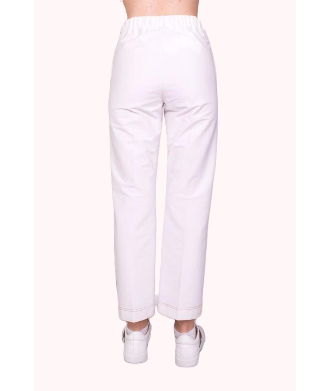 MAX MARA Белые хлопковые прямые брюки, фото 2