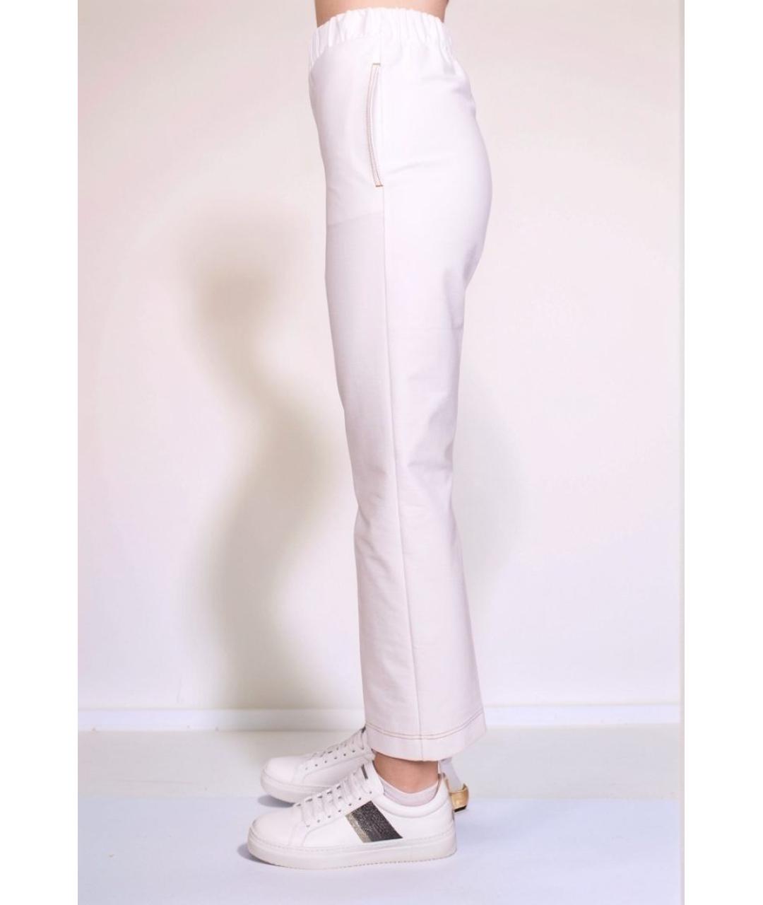 MAX MARA Белые хлопковые прямые брюки, фото 3