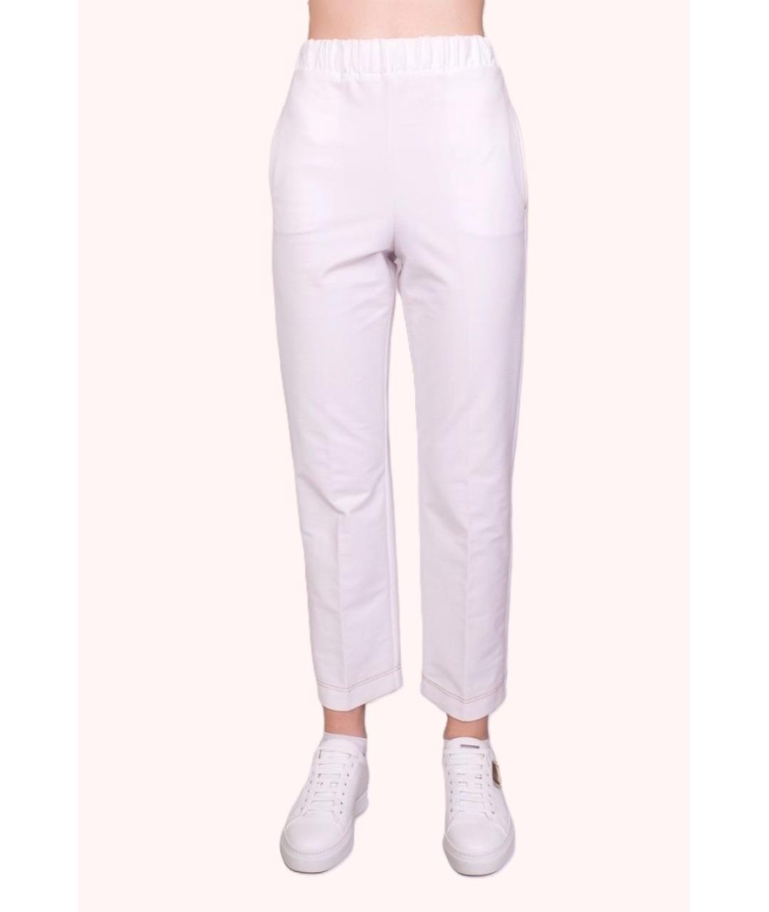MAX MARA Белые хлопковые прямые брюки, фото 4