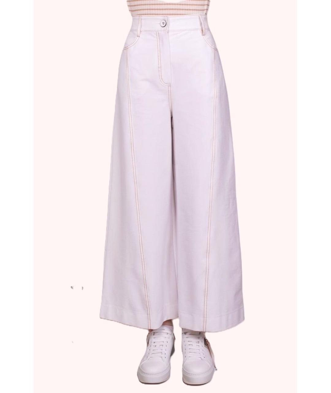 MAX MARA Белые хлопковые брюки широкие, фото 4