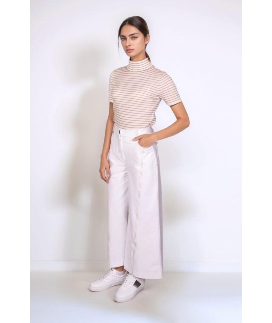 MAX MARA Белые хлопковые брюки широкие, фото 3