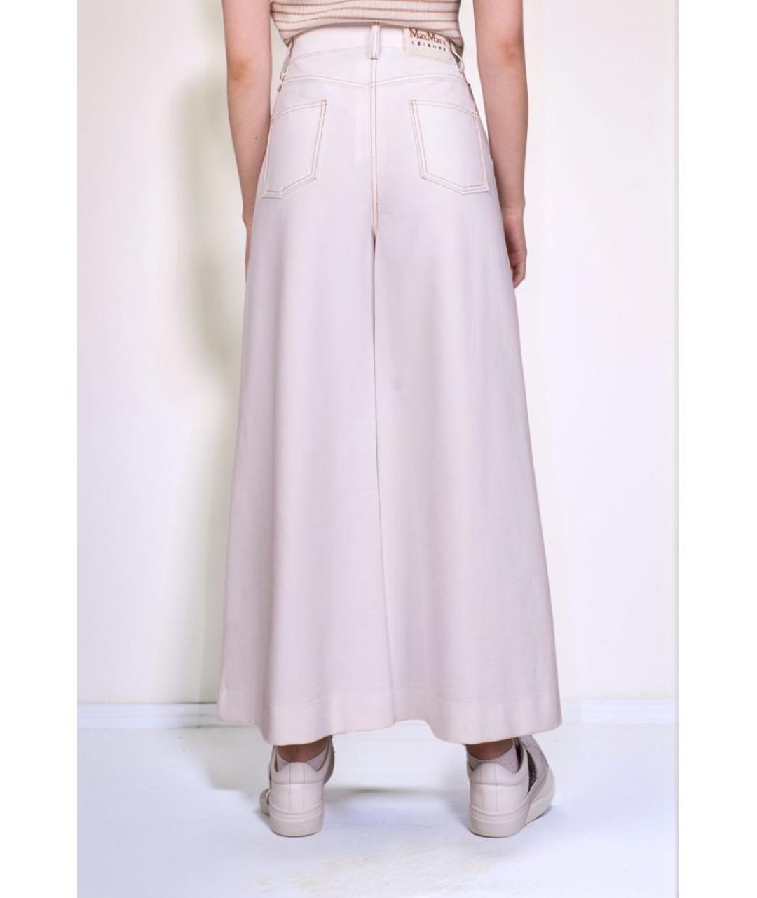 MAX MARA Белые хлопковые брюки широкие, фото 2