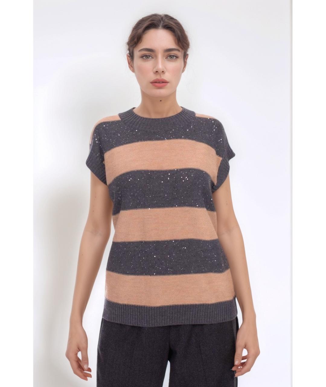 LE TRICOT PERUGIA Мульти шерстяная жилетка, фото 4