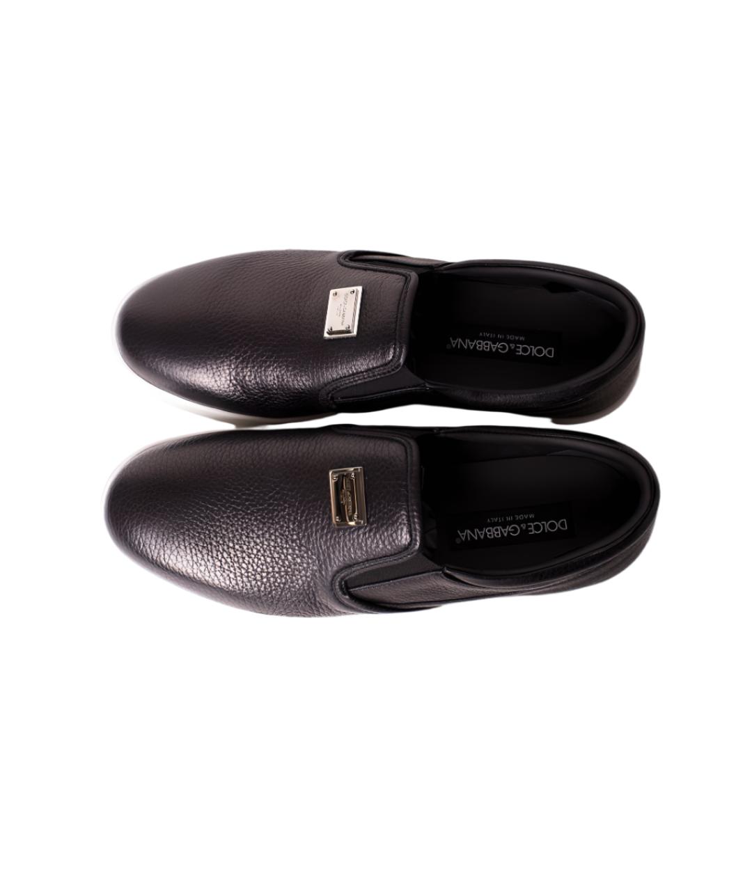 DOLCE&GABBANA Черные кожаные слипоны, фото 4