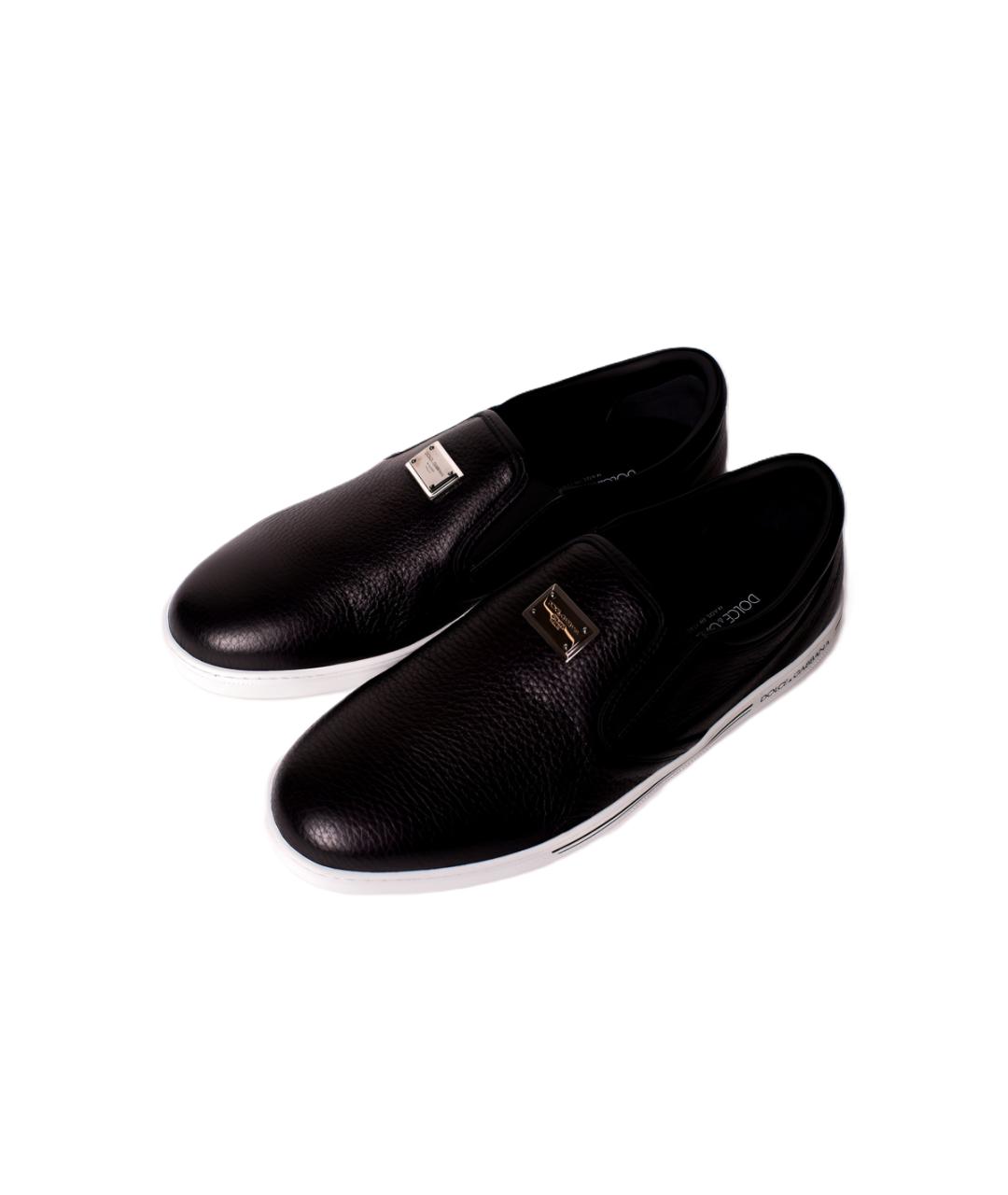 DOLCE&GABBANA Черные кожаные слипоны, фото 2