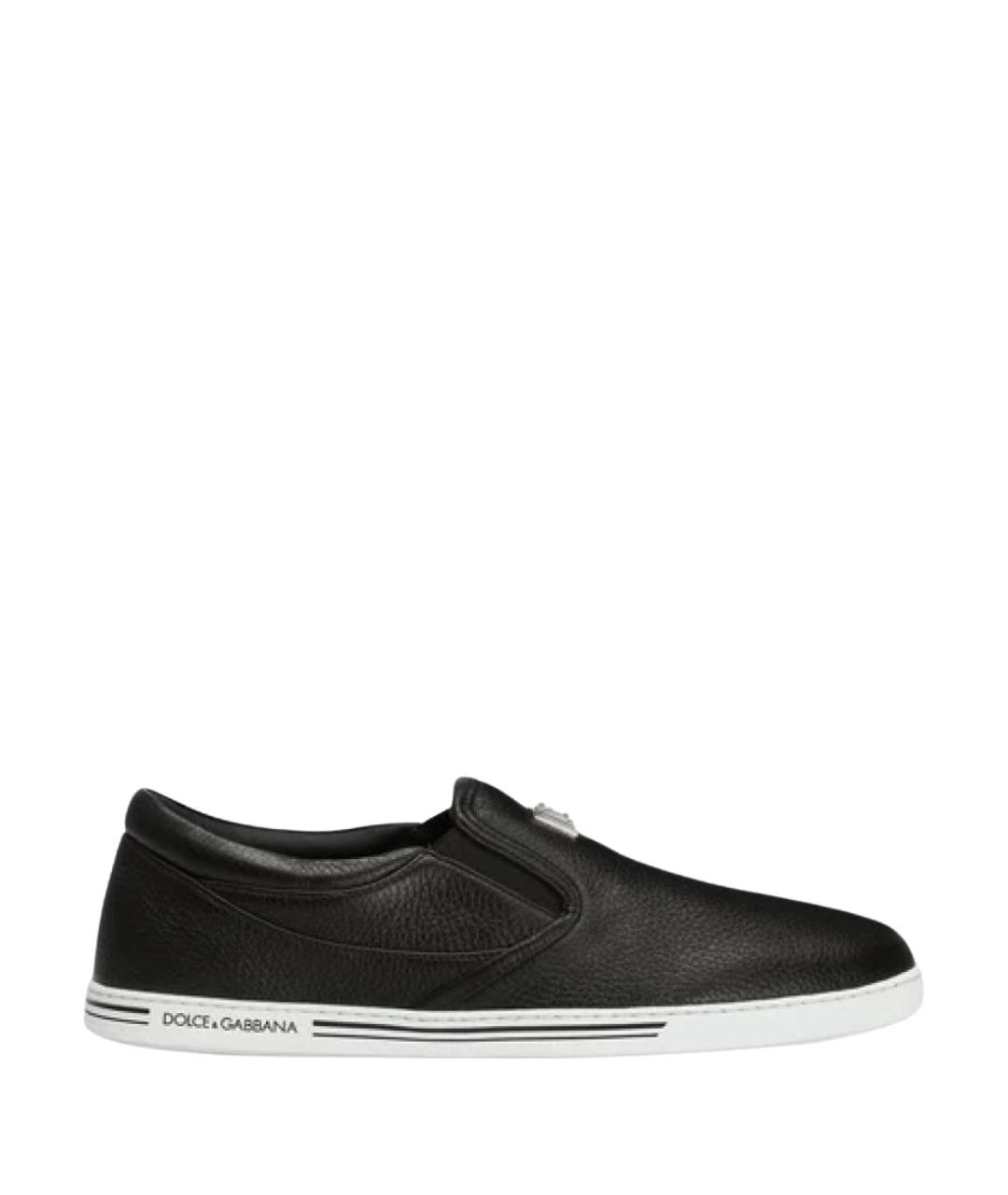 DOLCE&GABBANA Черные кожаные слипоны, фото 1