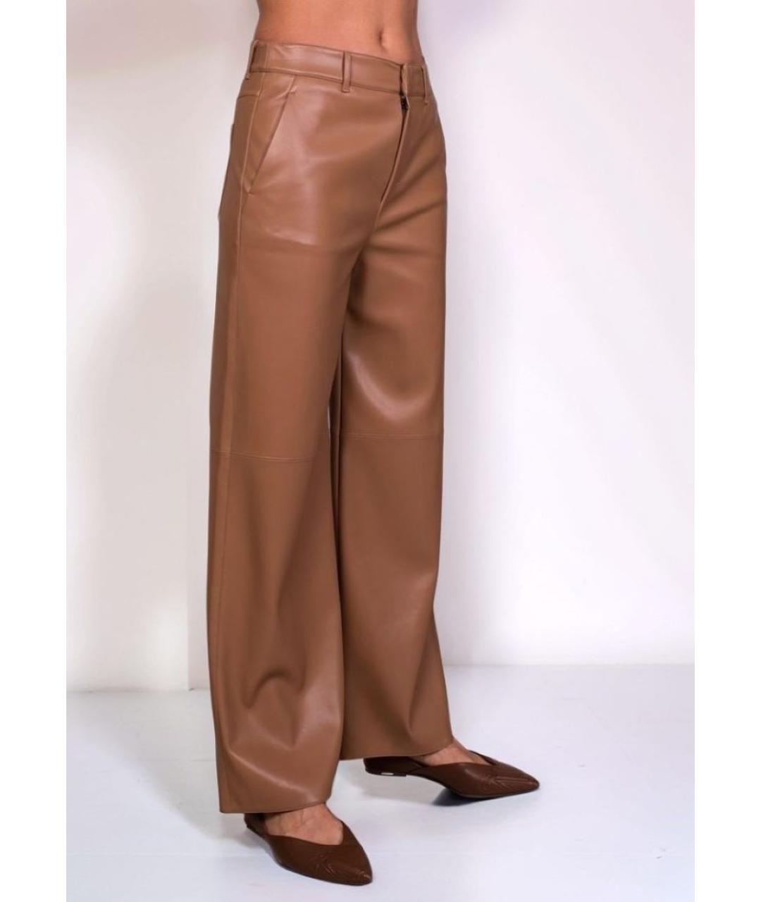 MAX MARA Бежевые полиэстеровые прямые брюки, фото 3