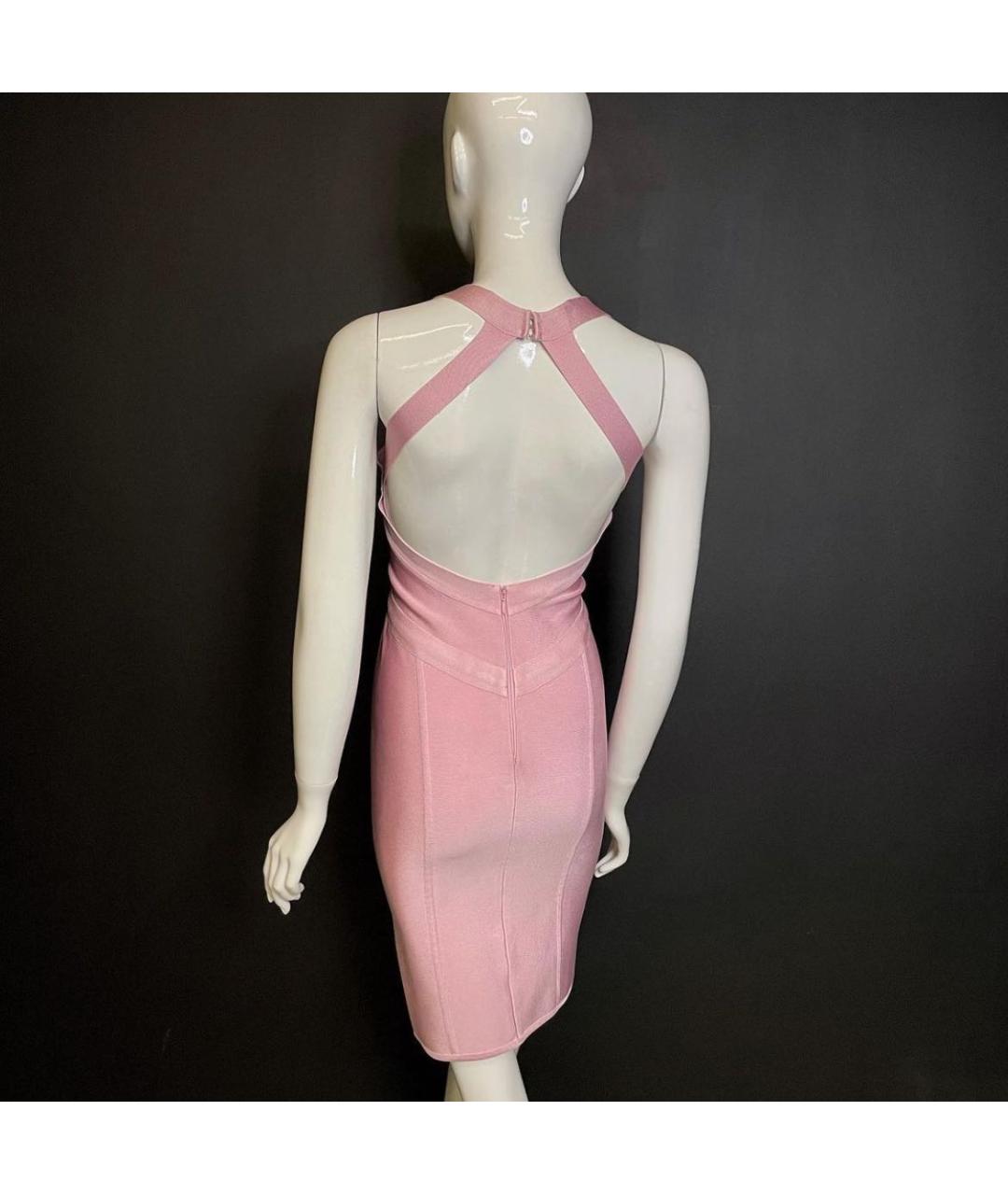 HERVE LEROUX Розовое полиамидовое коктейльное платье, фото 2