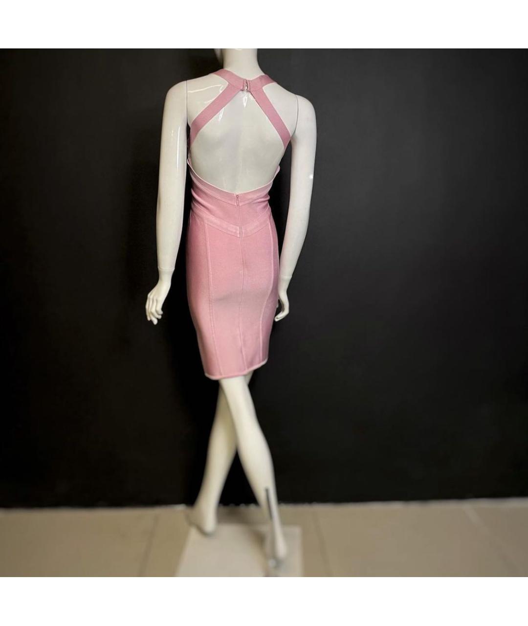 HERVE LEROUX Розовое полиамидовое коктейльное платье, фото 3
