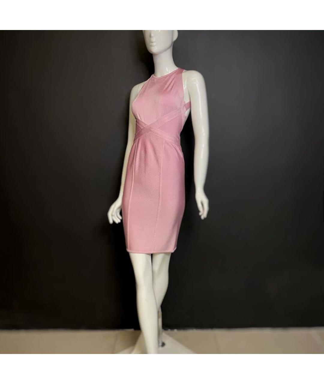 HERVE LEROUX Розовое полиамидовое коктейльное платье, фото 6