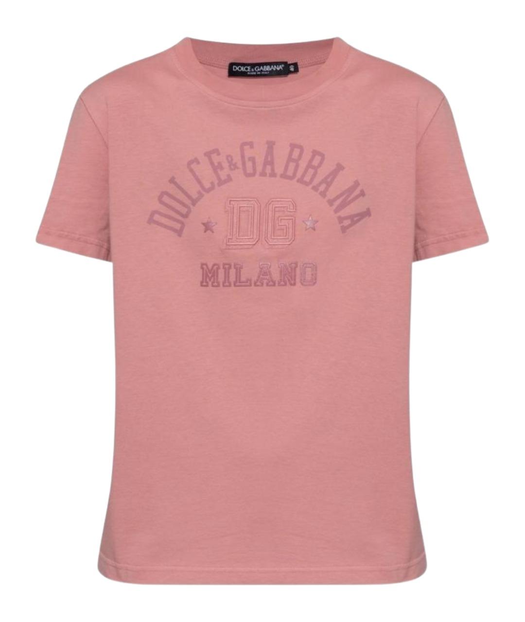 DOLCE&GABBANA Розовая хлопковая футболка, фото 1