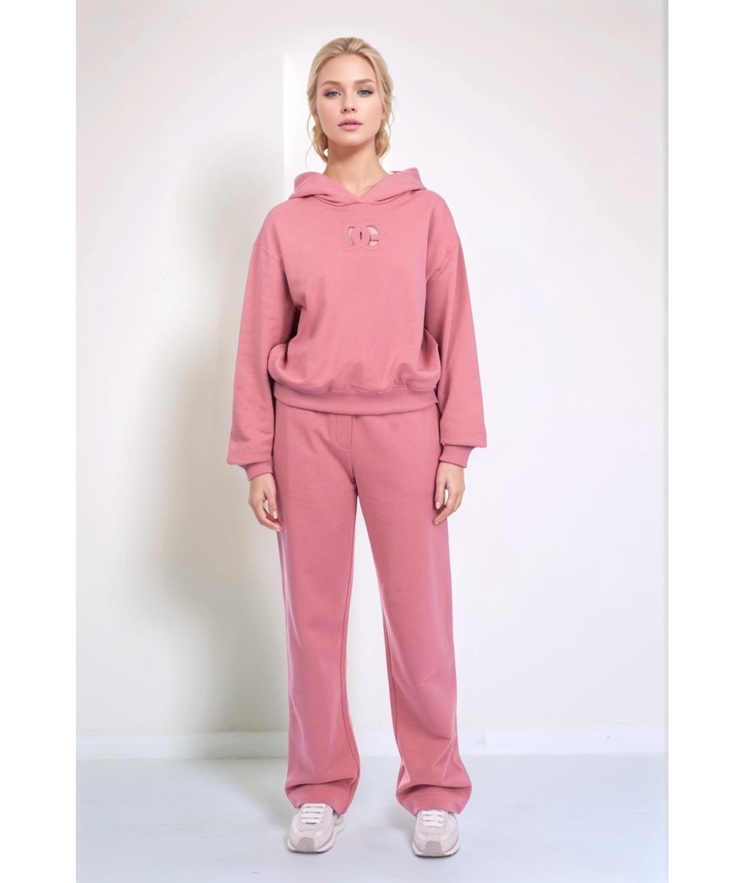 DOLCE&GABBANA Розовые хлопковые прямые брюки, фото 4