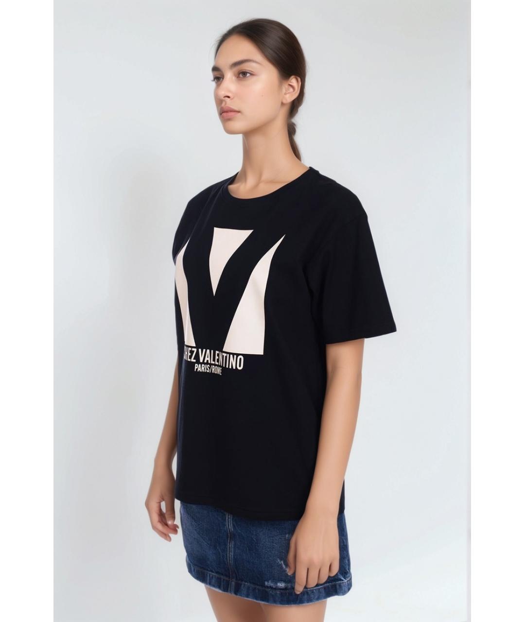 VALENTINO Черная хлопковая футболка, фото 4