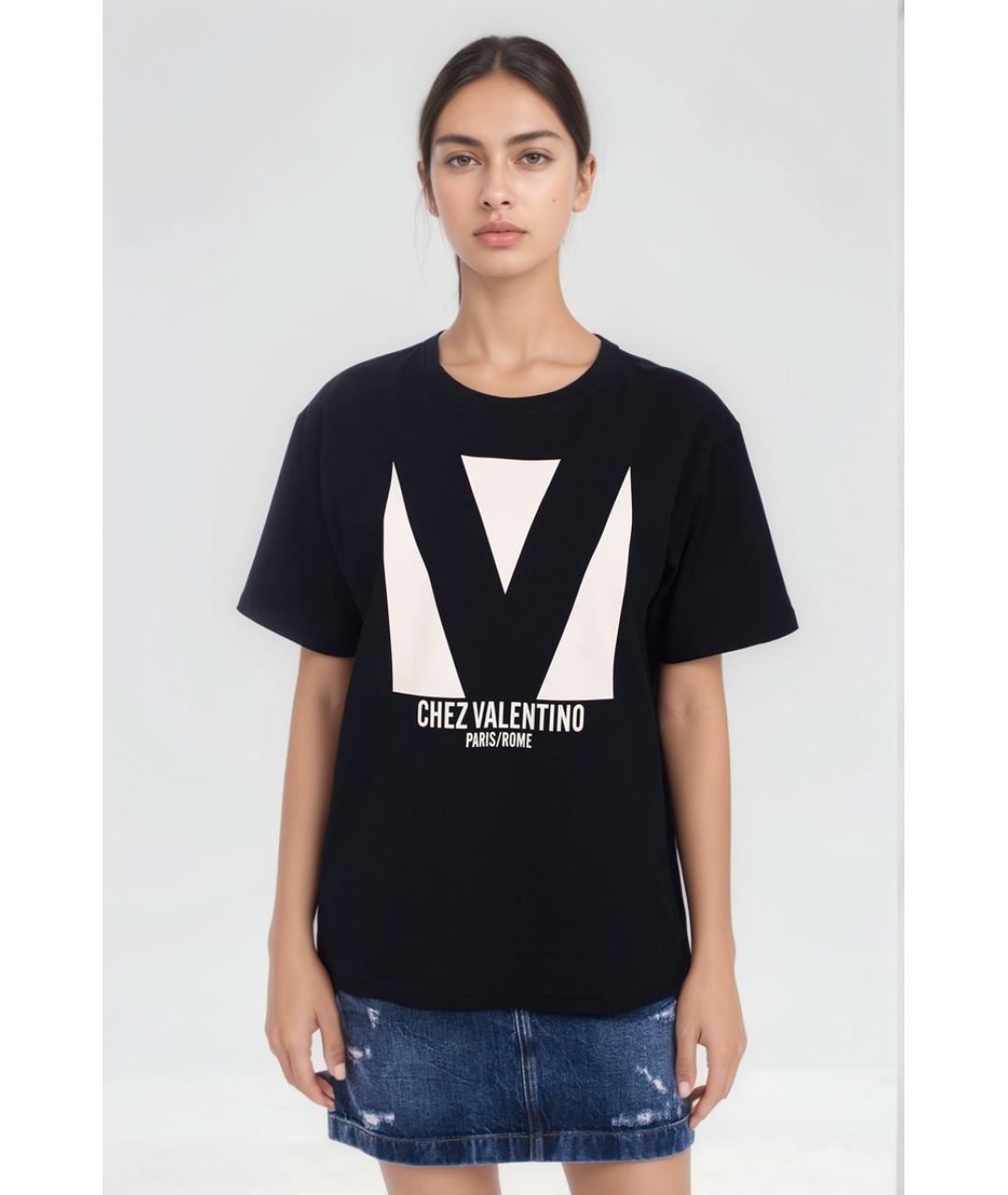 VALENTINO Черная хлопковая футболка, фото 2