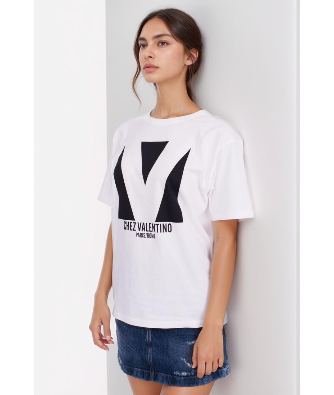 VALENTINO Белая хлопковая футболка, фото 4